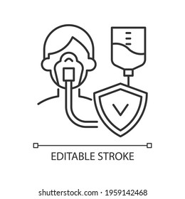 Critical Illness Insurance Linear Icon. Medical Emergencies Costs. Strike, Cancer, Paralysis. Thin Line Customizable Illustration. Contour Symbol. Vector Isolated Outline Drawing. Editable Stroke