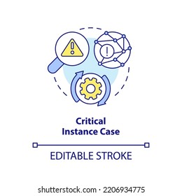 Critical instance case concept icon. Main thesis analytics. Type of events study abstract idea thin line illustration. Isolated outline drawing. Editable stroke. Arial, Myriad Pro-Bold fonts used