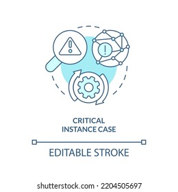 Critical instance case turquoise concept icon. Thesis analytics. Type of events study abstract idea thin line illustration. Isolated outline drawing. Editable stroke. Arial, Myriad Pro-Bold fonts used