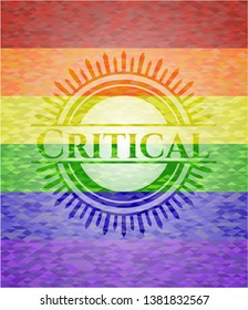 Critical lgbt colors emblem. Vector Illustration. Mosaic.