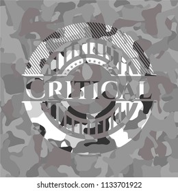 Critical on grey camo pattern