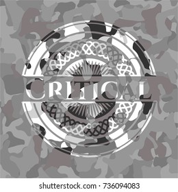 Critical on grey camo pattern