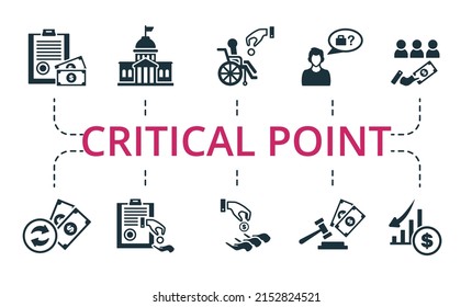 Critical Point set icon. Editable icons critical point theme such as unemployment, state, compensation and more.
