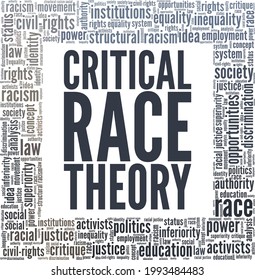 Critical Race Theory vector illustration word cloud isolated on a white background.