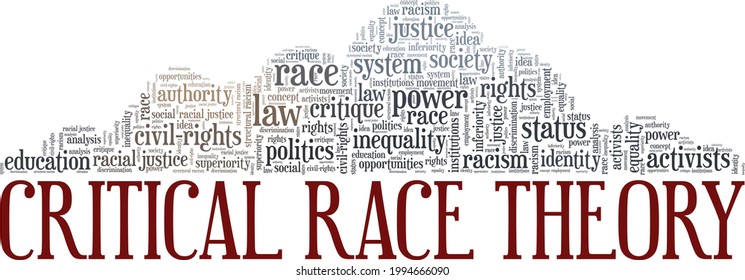 Critical Race Theory vector illustration word cloud isolated on a white background.