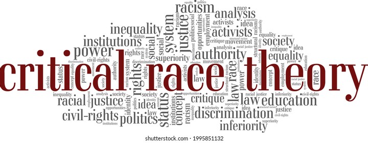 Critical Race Theory vector illustration word cloud isolated on a white background.