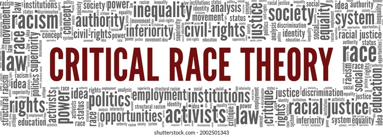 Critical Race Theory vector illustration word cloud isolated on a white background.