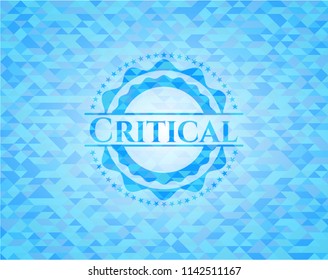 Critical realistic light blue mosaic emblem