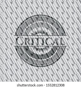 Critical silver emblem. Scales pattern. Vector Illustration. Detailed.