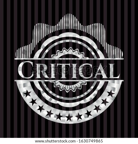 Critical silvery emblem or badge. Vector Illustration. Mosaic.