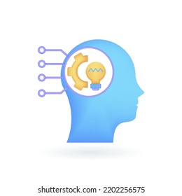 Critical thinking 3d icon. for problem solving, creative, thinking, reasoning, analyzing, decision making and solution. 3d render vector illustration