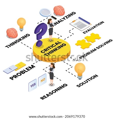 Critical thinking 3d isometric vector illustration concept for banner, website, landing page, ads, flyer template