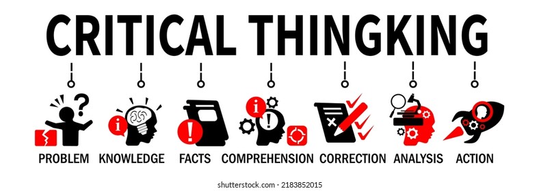 Critical thinking Banner. Critical thinking concept. Critical thinking Vector Illustration with icons.