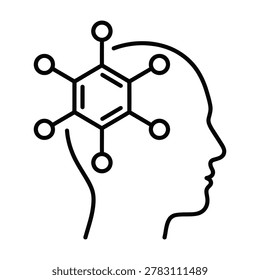 Critical thinking and brain creativity outline icon with thinking creativity knowledge structure intelligence