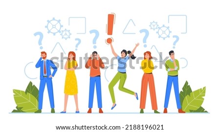 Critical Thinking Concept, Business Characters Men and Women Making Decision, Brainstorm, Psychological Type of Reflection. People Searching Idea with Question Marks. Cartoon Vector Illustration