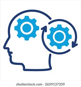 Ilustración vectorial de icono azul de pensamiento crítico