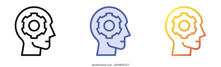 critical thinking icon. Linear, Blue Fill and Gradient Style Design Isolated On White Background