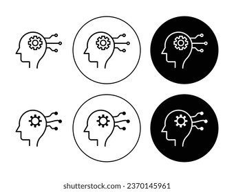 Icono de Pensamiento Crítico establecido en estilo relleno y delineado negro. adecuado para diseños de interfaz de usuario