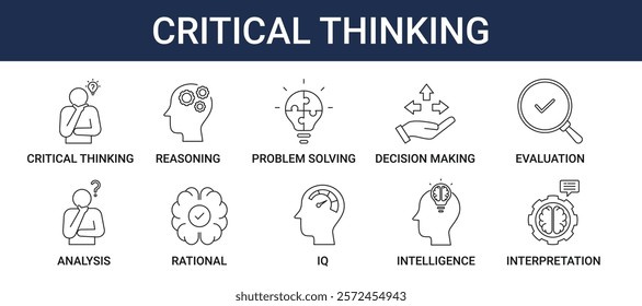 CRITICAL THINKING ICON SET COLLECTION