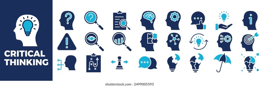 Critical Thinking Icon Set For Design Elements, concept, critical, vector, solution