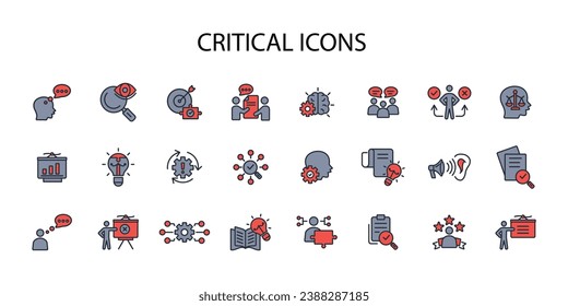 Kritisches Denksymbol set.vector.Editable stroke.linear style sign for use web design,logo.Symbol illustration.