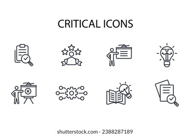 Kritisches Denksymbol set.vector.Editable stroke.linear style sign for use web design,logo.Symbol illustration.