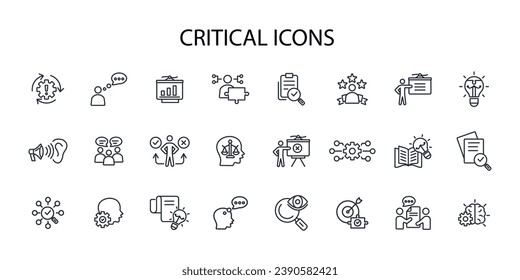 Kritisches Denksymbol set.vector.Editable stroke.linear style sign for use web design,logo.Symbol illustration.