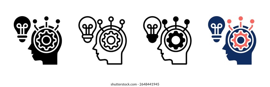 Coleção de vários estilos da folha de ícone de pensamento crítico