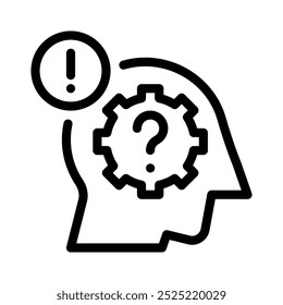 Icono de pensamiento crítico con contorno de estilo