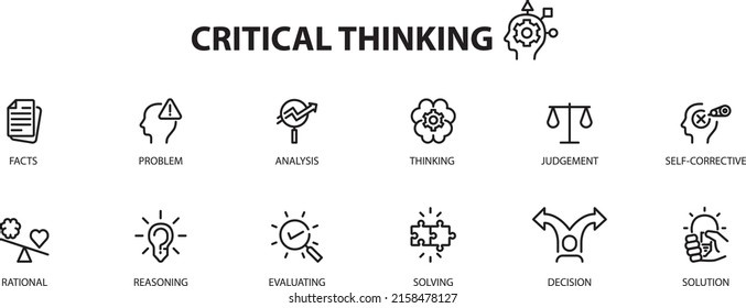 Critical thinking icons set , vector illustration