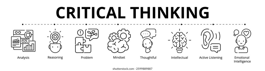 Critical Thinking Line Banner Web Icon Set Vector Illustration
