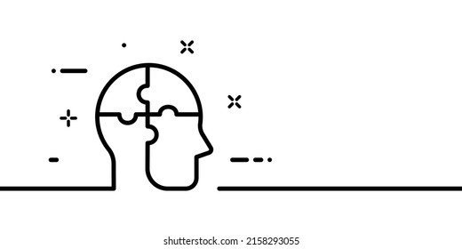 Critical thinking line icon. Puzzle, man, head, brain, thought, rational. Intellection concept. One line style. Vector line icon for Business and Advertising.