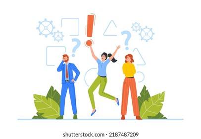 Critical Thinking, Searching Solution Business Concept. Characters Brainstorm, Decision Research, People with Special Psychological Type of Reflection Searching Idea. Cartoon Vector Illustration