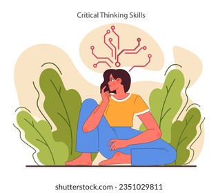 Critical thinking skill. Strategic decision-making, brainstorming and solution research. Self-development for career growth. Flat vector illustration