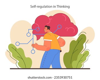 Critical thinking skill. Strategic decision-making, brainstorming and solution research. Self-regulation and cognitive development. Flat vector illustration