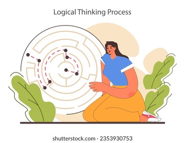 Critical thinking skill. Strategic decision-making, brainstorming and solution research. Logical thinking process. Flat vector illustration