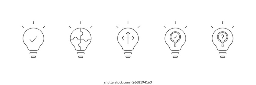 Critical Thinking vector icon set with reasoning, problem solving, decision making, evaluating, and analyzing icons concept illustration