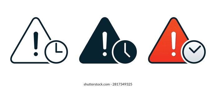 Critical Time Warning Icon. Clock Alert Symbol. Vector Illustration