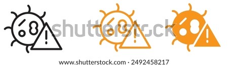 Critical Virus Warning Alert Icon for Cybersecurity and Health Graphics Essential for Representing Virus Threats and Security Alerts