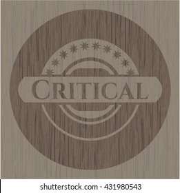 Critical wooden emblem. Retro
