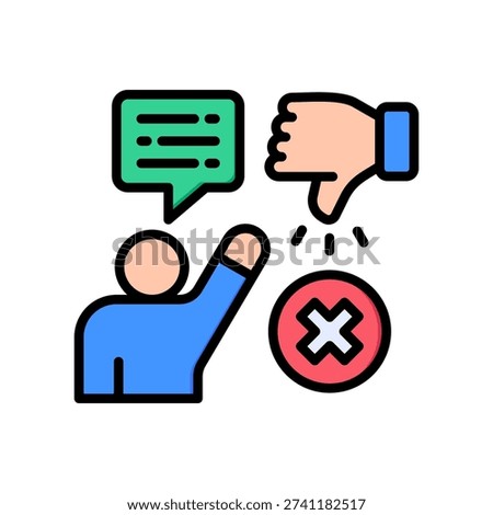 Criticism Icon Lineal Color Vector Illustration