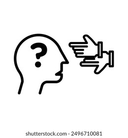 Criticism icon linear logo mark in black and white