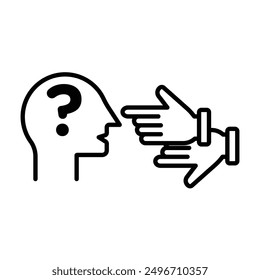 Criticism icon linear logo mark in black and white