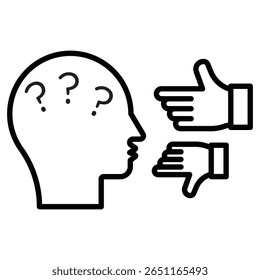 Criticism icon Outline isolated logo mark