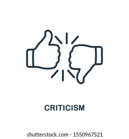 Criticism Icon Outline Style. Thin Line Creative Criticism Icon For Logo, Graphic Design And More.