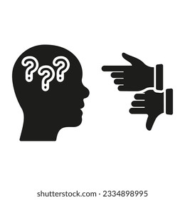 Criticism Silhouette Icon. Frustrated Human, Angry Swear and Complain Glyph Pictogram. Critic Thinking Solid Sign. Intellectual Process, Critical Review Symbol. Isolated Vector Illustration.