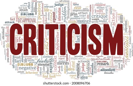 Criticism vector illustration word cloud isolated on a white background.