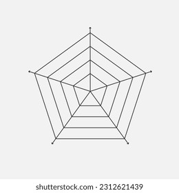 Crítica de Radar Chart. Plantilla de radar en blanco. Pentágono con el concepto de arte de líneas flechas. Vector en blanco