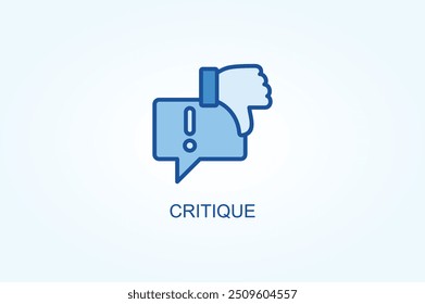 Ilustração de símbolo de sinal de logotipo ou vetor de crítica