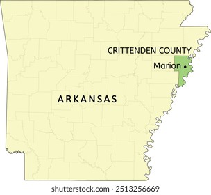 Crittenden County and city of Marion location on Arkansas state map